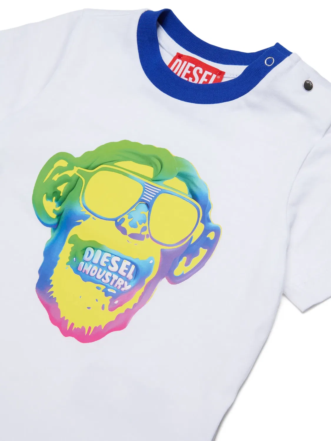 Футболка на кнопках с графичным принтом Diesel Kids, белый — фото 3
