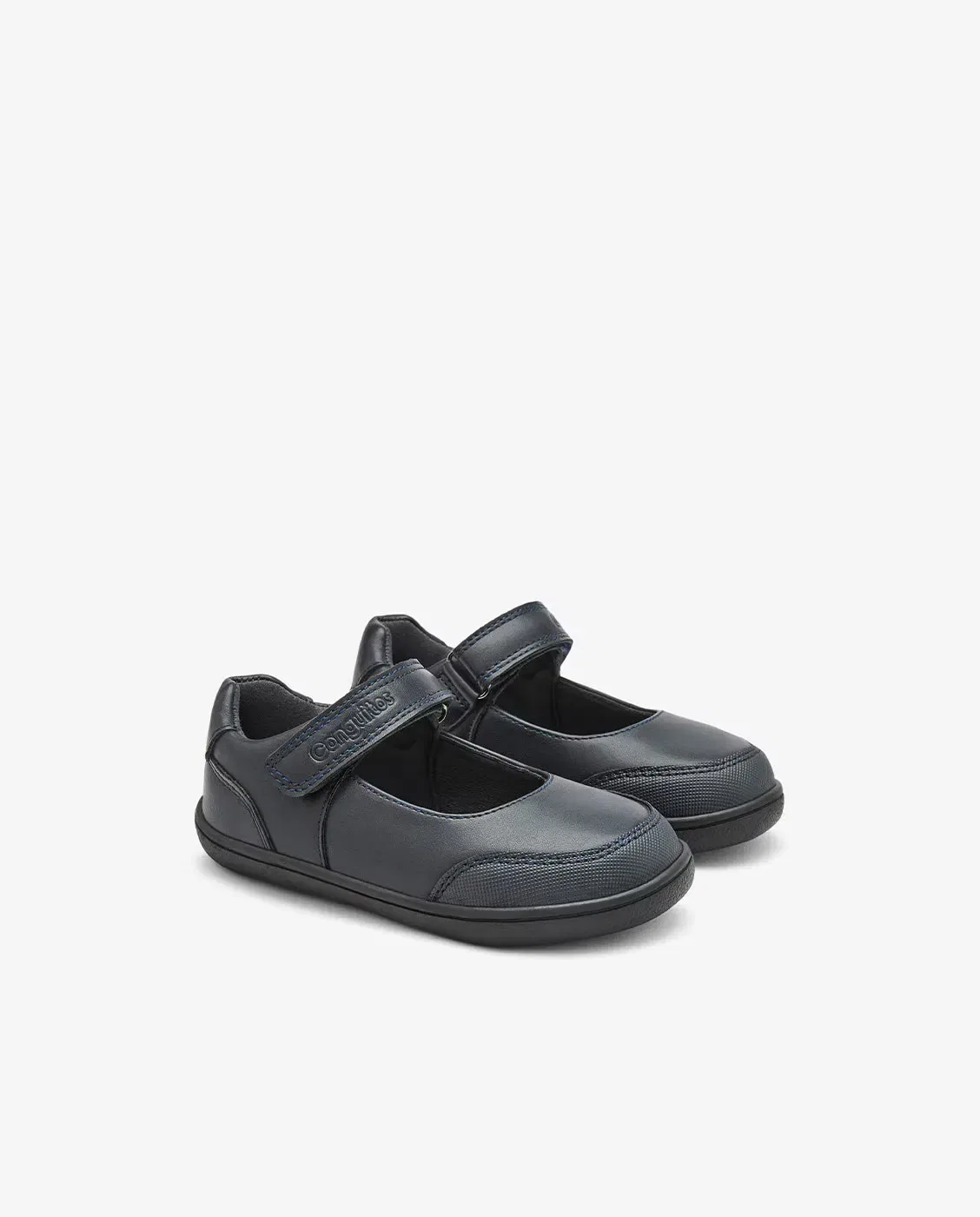 Детские туфли-балетки для девочек с закрытым носком Merceditas Barefoot Conguitos, Azul — фото 3