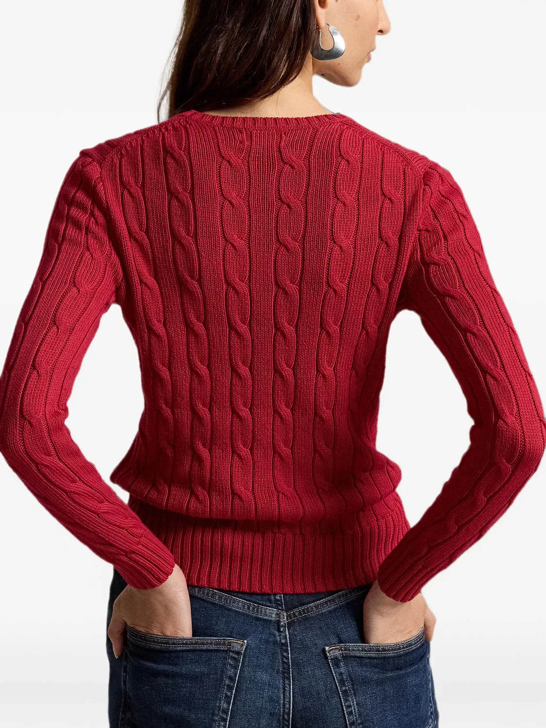 Джемпер фактурной вязки из хлопка Polo Ralph Lauren, красный — фото 4