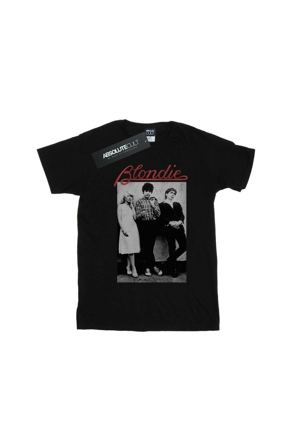 Хлопковая футболка с потертой полосой Blondie, черный — фото 2