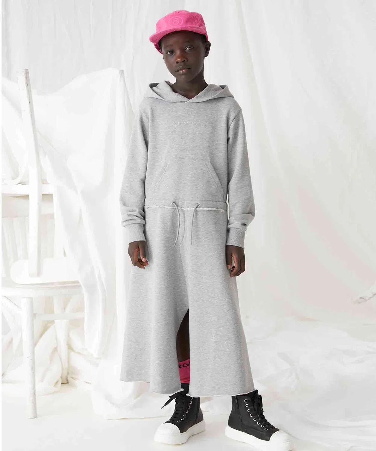 Детский комбинезон с длинным рукавоми капюшоном MM6 Maison Margiela, Серый