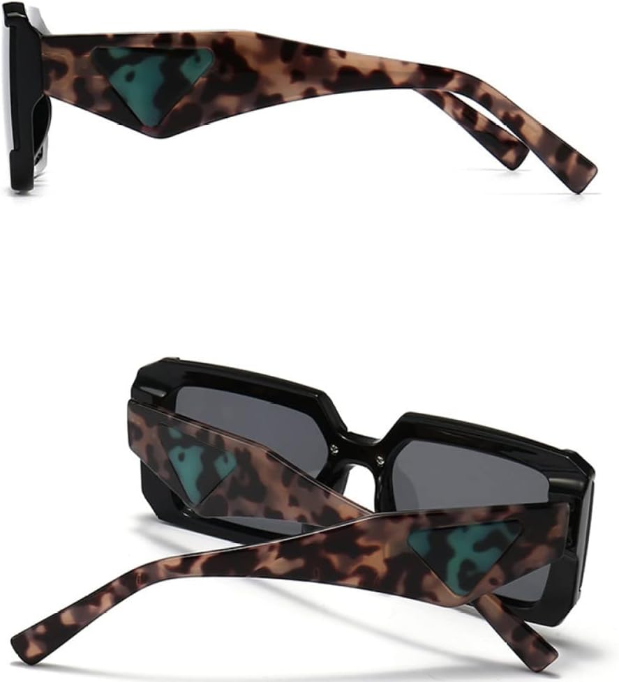 

Солнцезащитные очки треугольной формы для мужчин, очки для вождения, женские солнцезащитные очки в винтажном стиле без оправы с леопардовым принтом, защита от УФ-излучения UV400 LANGSER, Green Blue