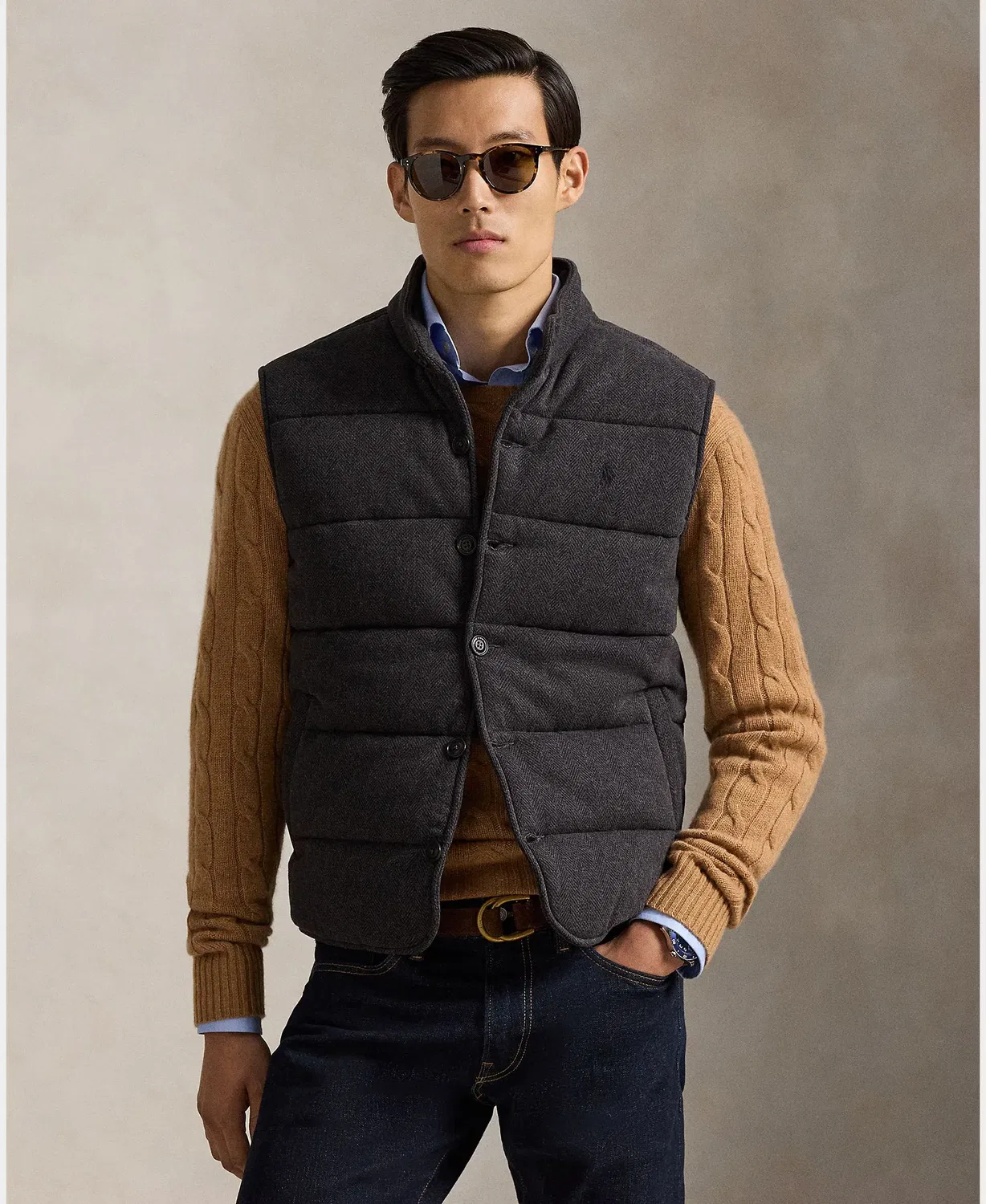 Мужской жилет с узором «гусиная лапка» Estate-Rib Polo Ralph Lauren, Volcánico