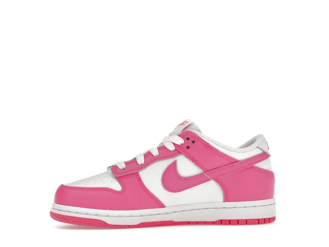 Детские кроссовки для мальчиков и девочек с низким верхом Nike Dunk Low Nike, White / Laser Fuchsia — фото 3
