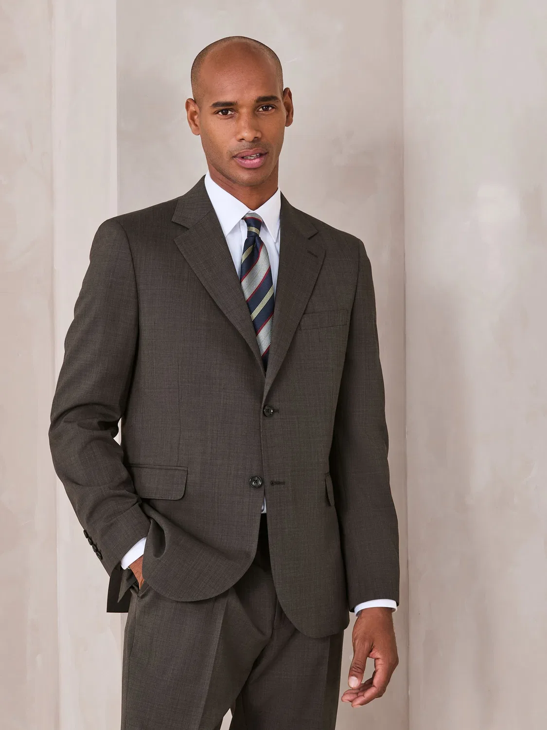 Пиджак Tailored Fit N.Premium Texture с шерстью Next, Коричневый — фото 3