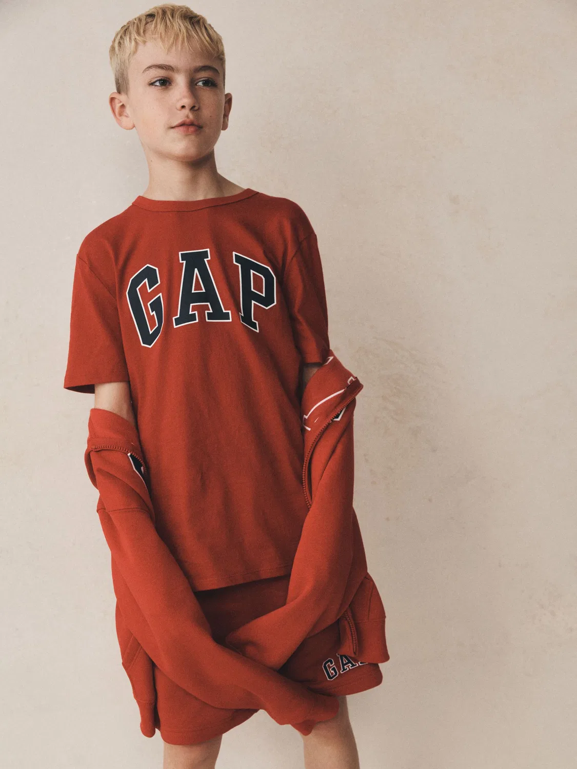 Футболка с коротким рукавом, логотип Vintage Gap, красный