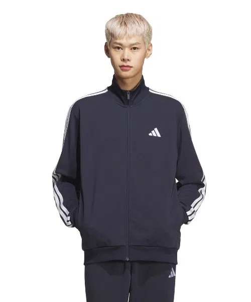 Мужская куртка-олимпийка с принтом три полосы Adidas, Navy