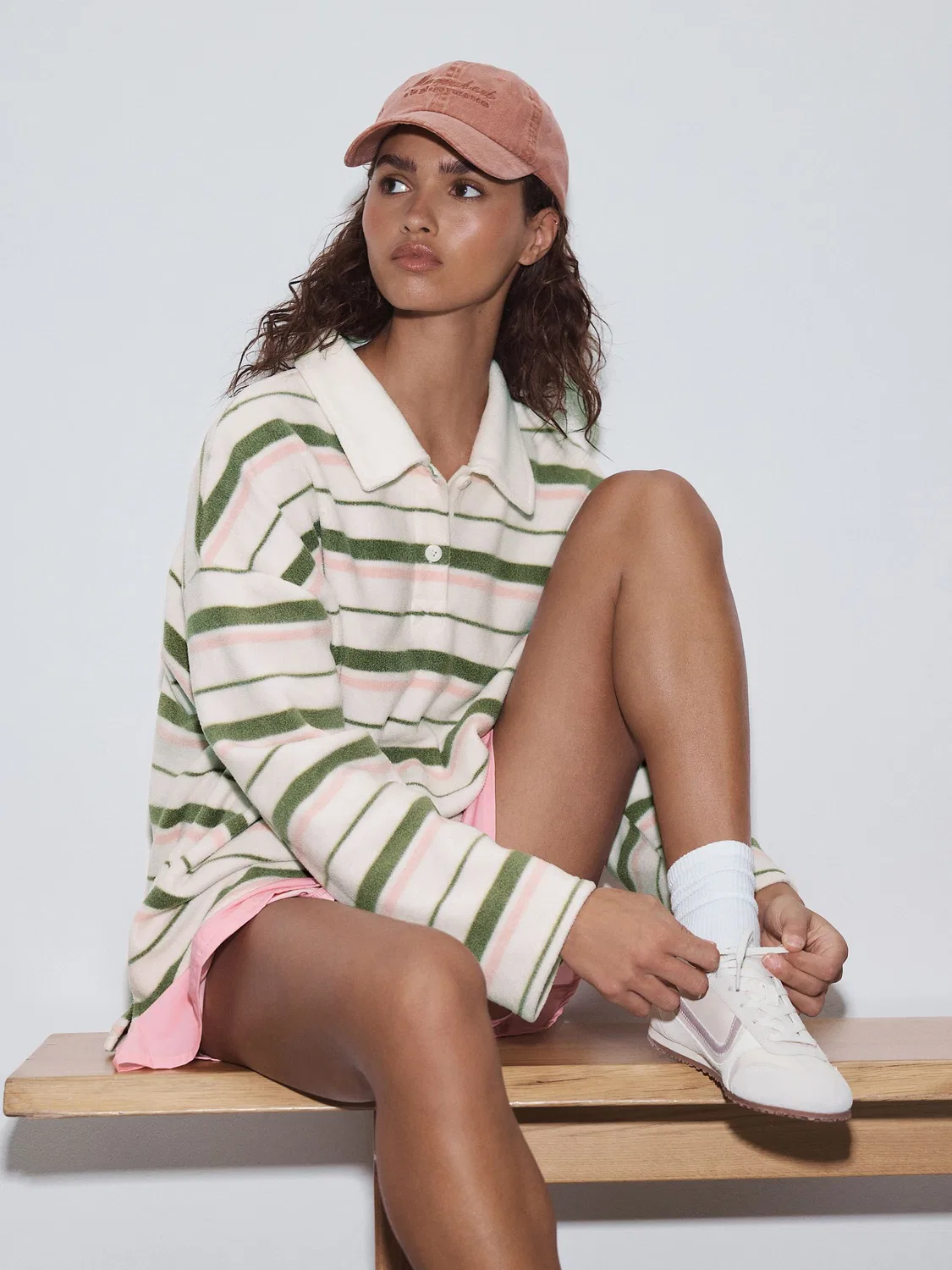 Флис регби, полоска, Pink and Green Stripe Next