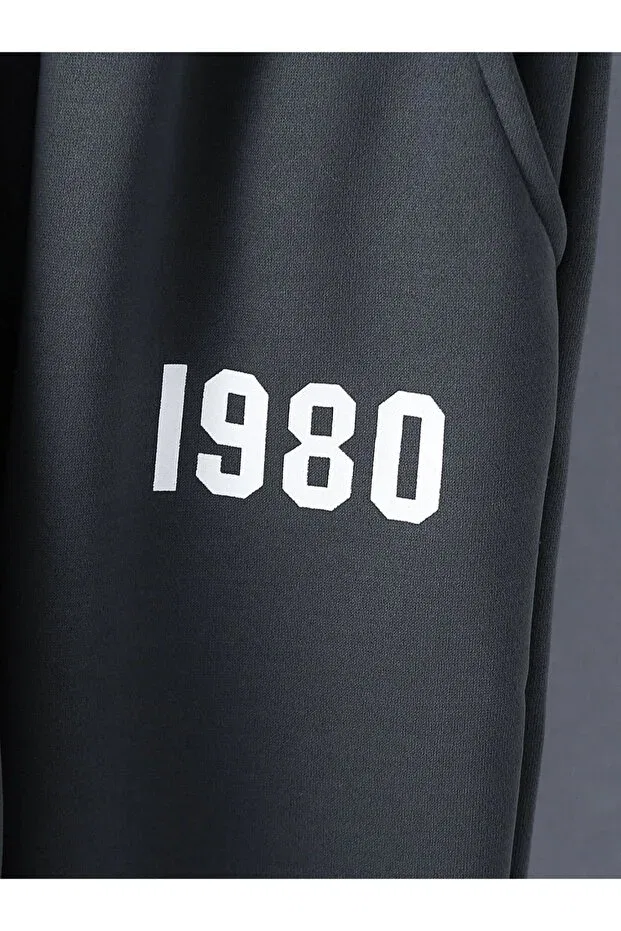 Детский спортивный костюм с принтом Anthracite Hooded 1980 Printed 3 Thread Kids Tracksuit Set Keywest, Anthracite — фото 4