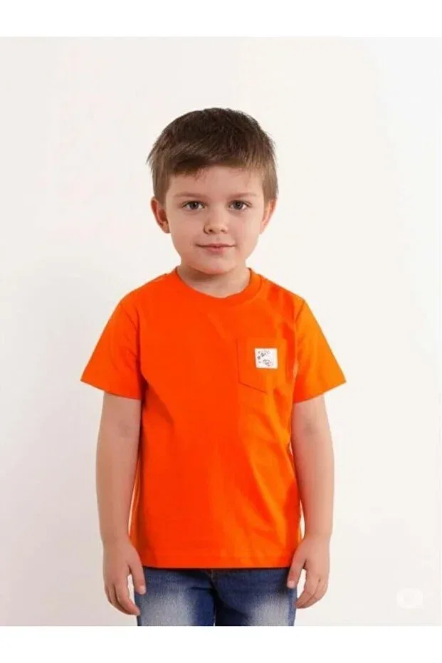 Детская футболка для мальчиков хлопковая Zekids, Orange — фото 2