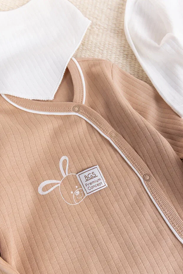 Детский комбинезон с длинным рукавом набор 2 предмета Babymod, Beige — фото 4