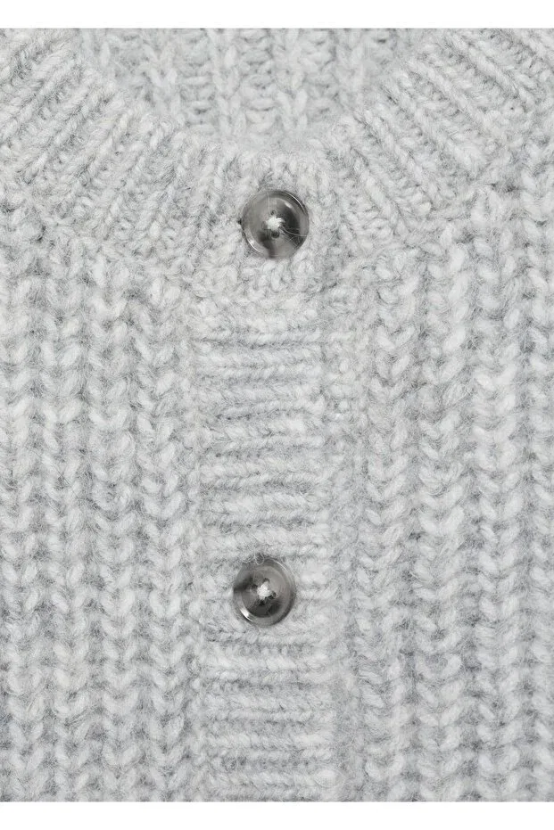 Детский кардиган с пуговицами Rib Knitwear Button Mango Kids, Medium Grizzly Gray — фото 4