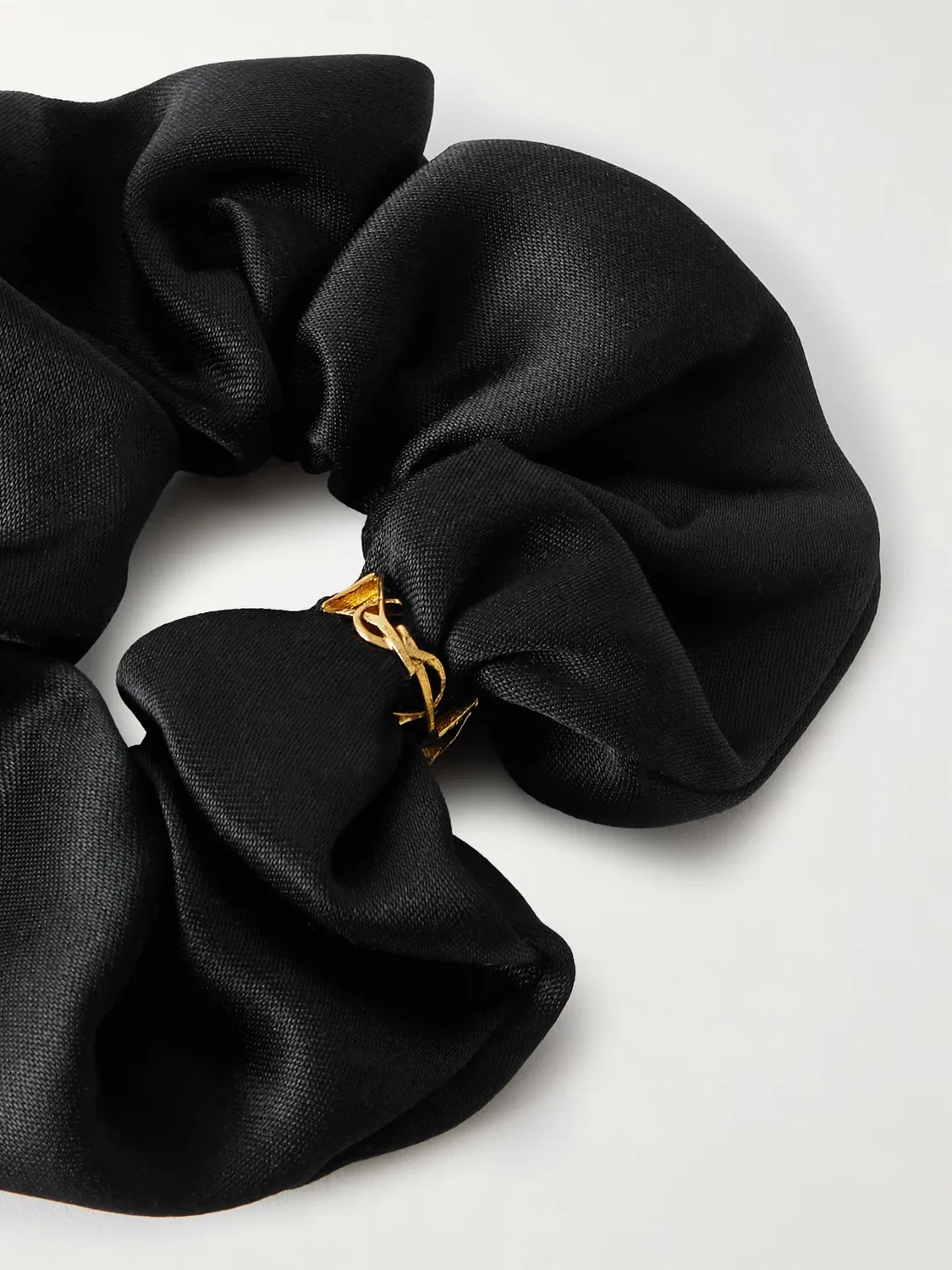 Украшенная шелково-атласная резинка для волос Saint Laurent, черный — фото 3