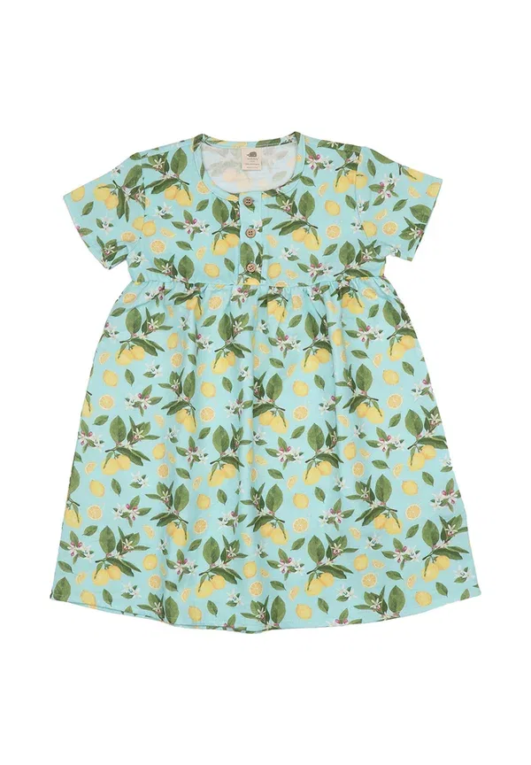 Платье-рубашка с принтом Citrus bloom Walkiddy, yellow, желтый — фото 3