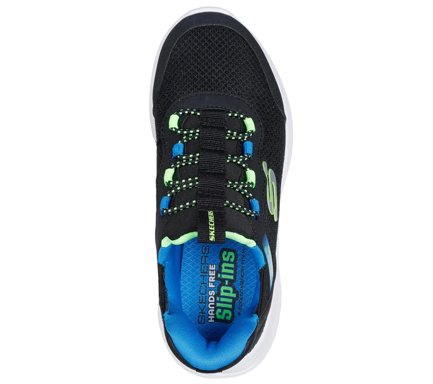 Детские кроссовки для мальчиков с принтом Brisk-burst Bounder Skechers, Black Synthetic Textile Blue Black Trim — фото 2