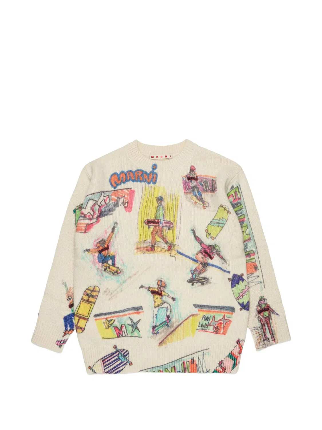 Свитер с принтом Marni Kids, нейтральные цвета
