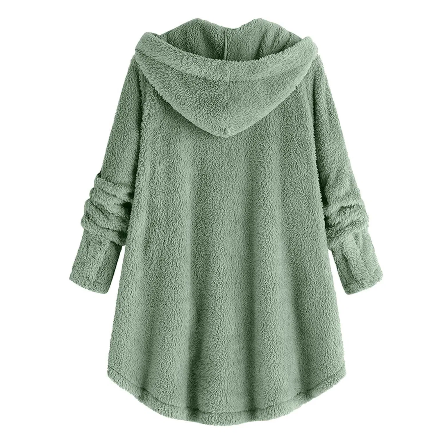 Женская флисовая куртка с капюшоном Oversize Plush Hooded Winter Coat, verde chiaro — фото 3