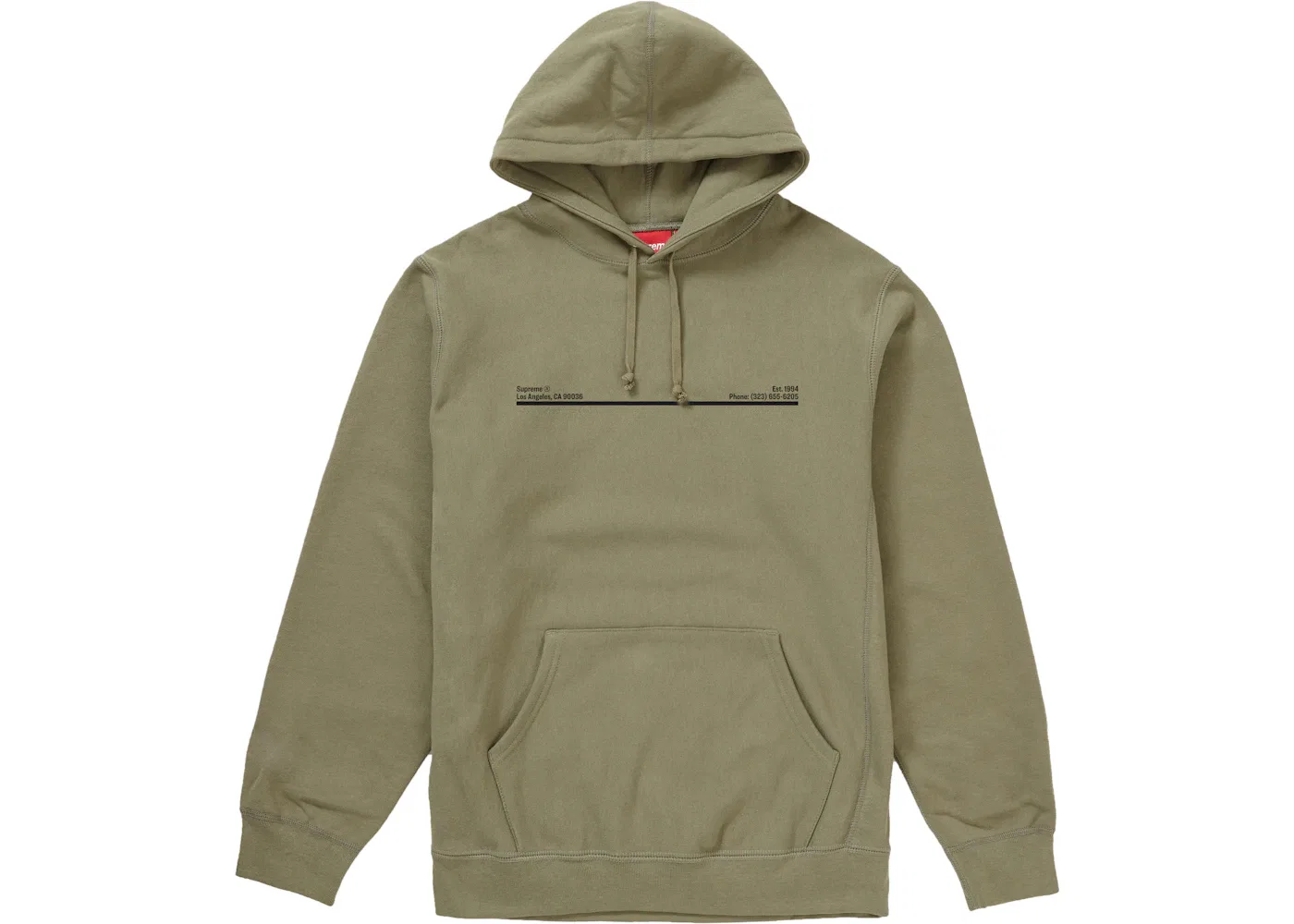 Мужское худи с капюшоном Supreme Hooded Sweatshirt, Light Olive Los Angeles