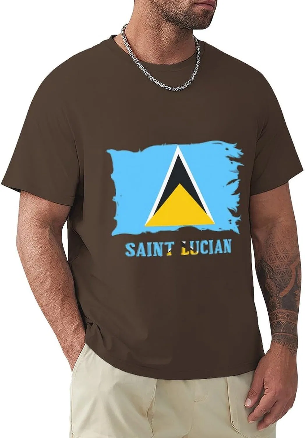 Мужская футболка поло с принтом флага Saint Lucia, Dark Coffee