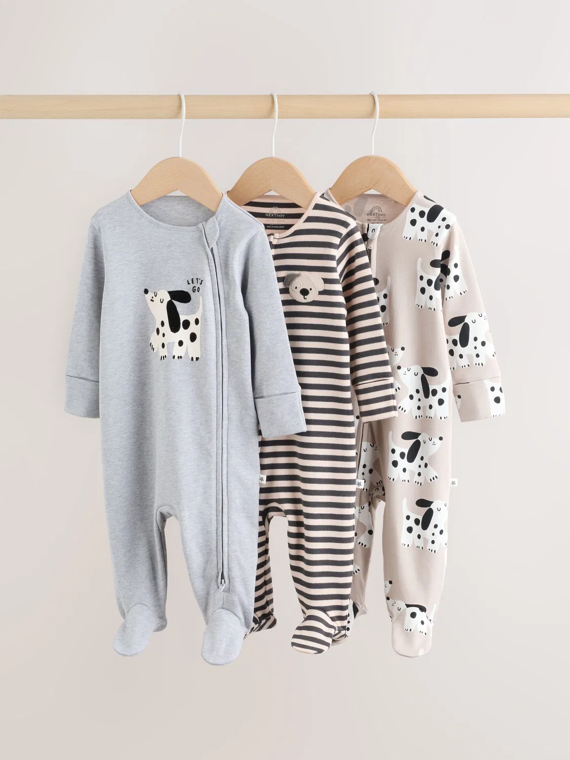 Комплект из 3 спальных мешков для новорожденных, Monochrome Dog Next, монохромный собака