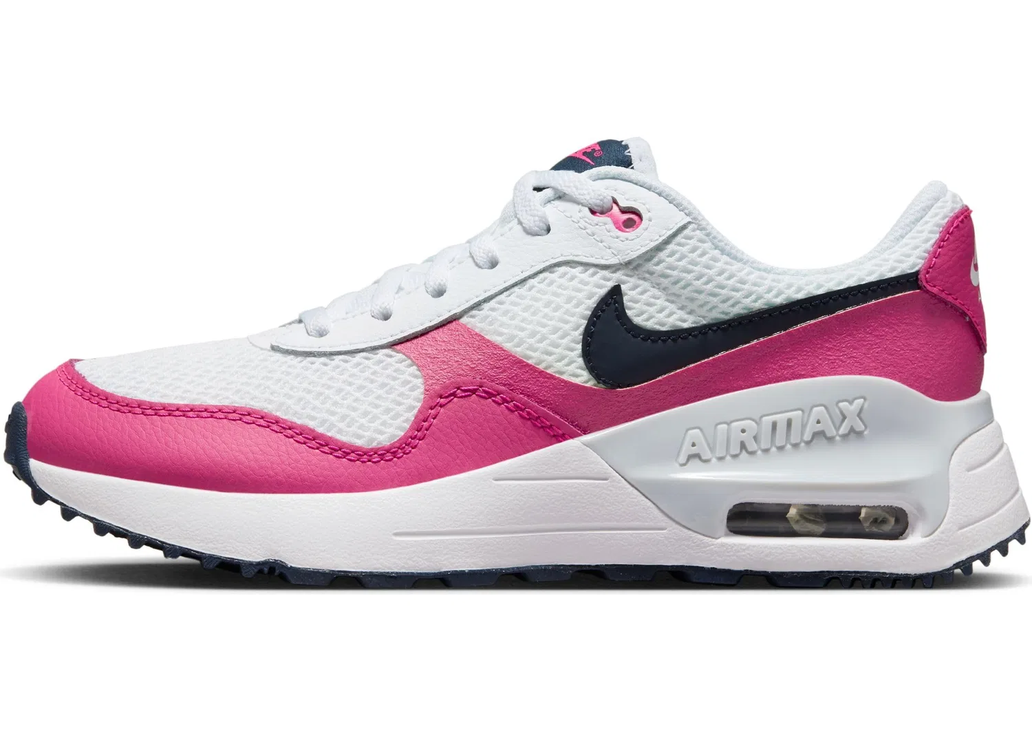 Детские кроссовки для мальчиков с амортизацией Air Max Systm (Gs) NIKE, White Obsidian Fierce Pink Pure Pla