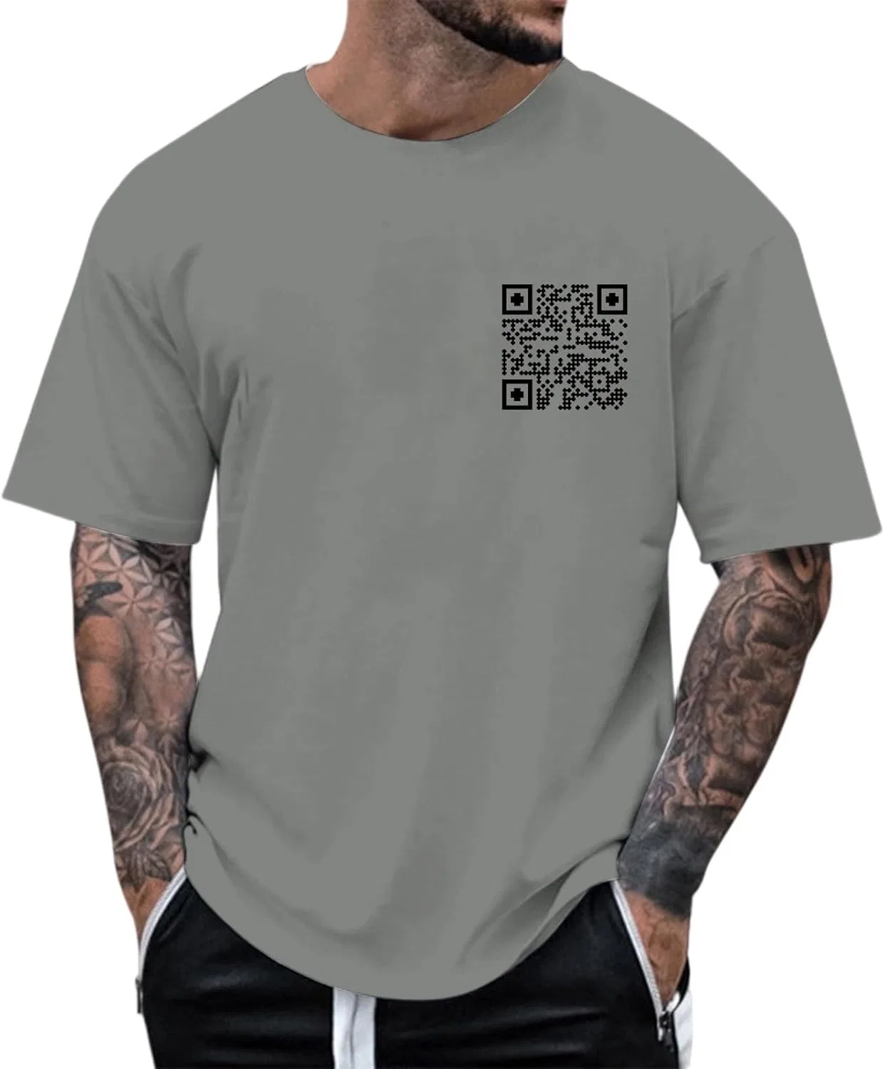 Мужская футболка с QR-кодом, Grey