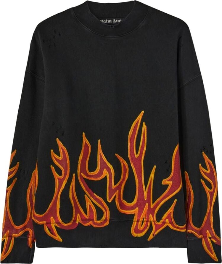 

Толстовка Palm Angels GD Graffiti Flames Crewneck 'Black/Red', черный