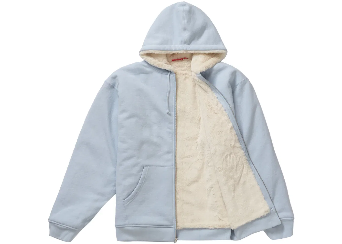 Мужская худи с принтом Supreme Faux Fur Lined Zip Up Hooded Sweatshirt Supreme, Light Blue — фото 2