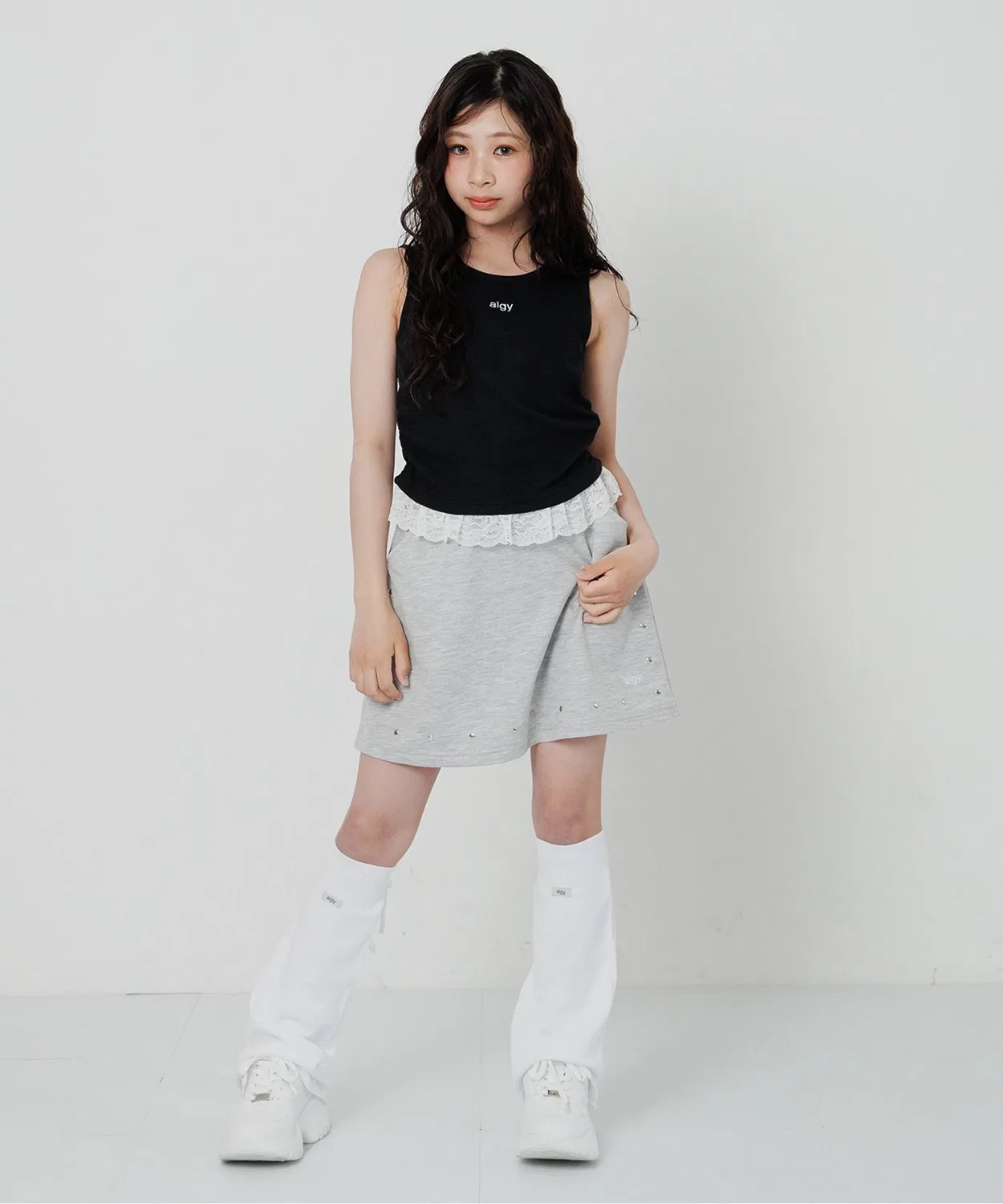 Детский топ-комбинезон без рукавов с кружевом, модель Layered Tank, algy, Off White — фото 3