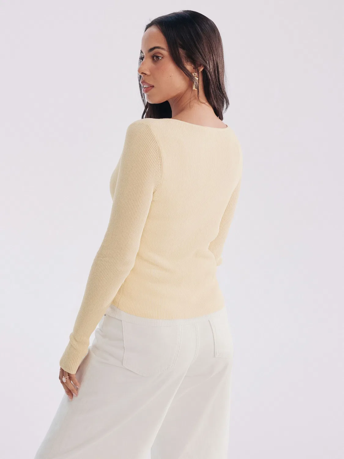 Кардиган с многослойным дизайном Ribbed Layer Button Up V-Neck Next, масляно-желтый/экрю — фото 3