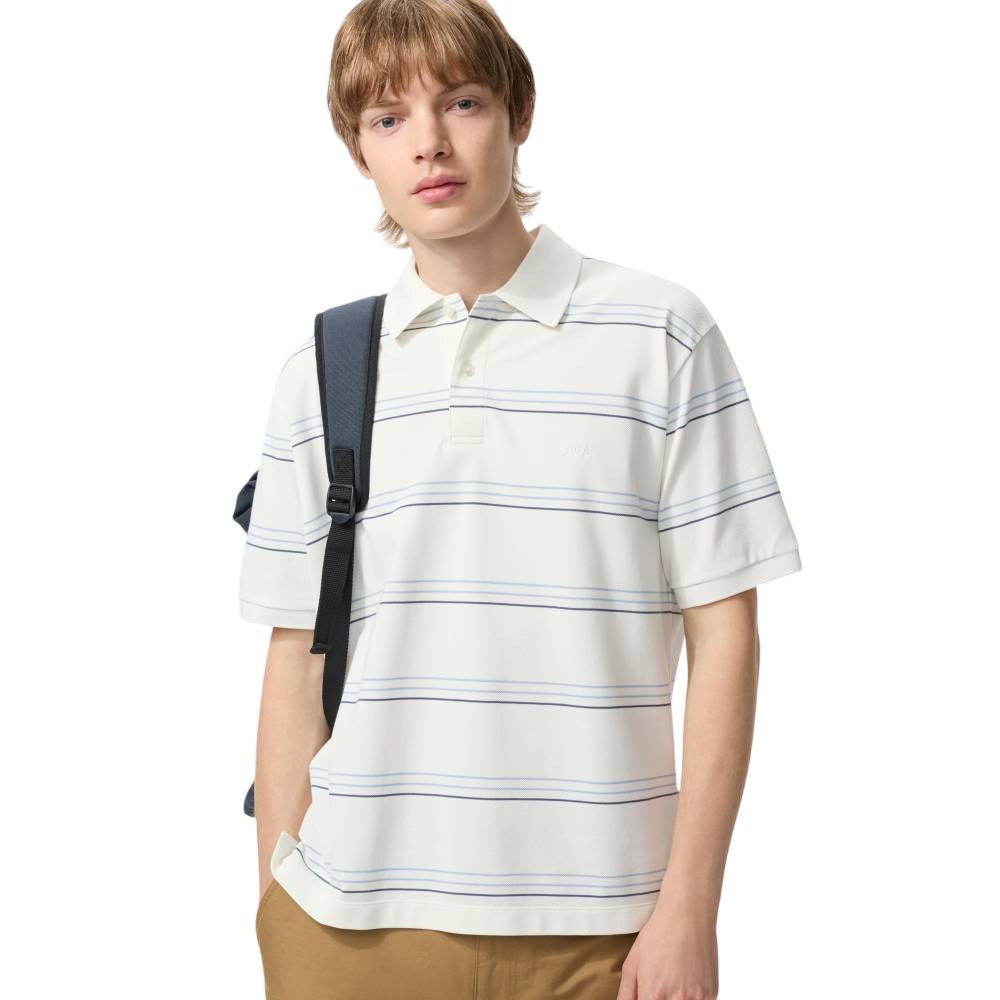Футболка-поло Uniqlo JW Anderson Dry Kanoko Border Unisex, 01 белый