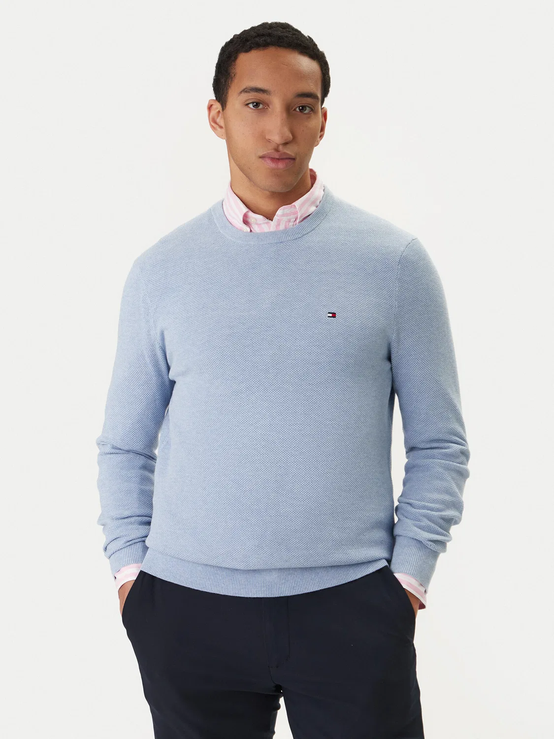 Мужской свитер небесно-голубой стандартного кроя Essential Tommy Hilfiger, голубой