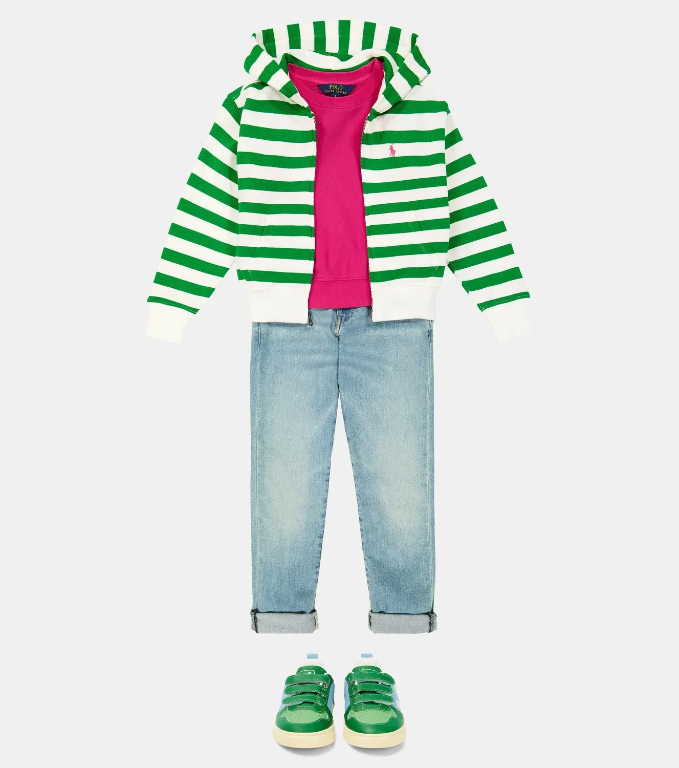Свитшот хлопковый Polo Ralph Lauren Kids, зеленый — фото 2