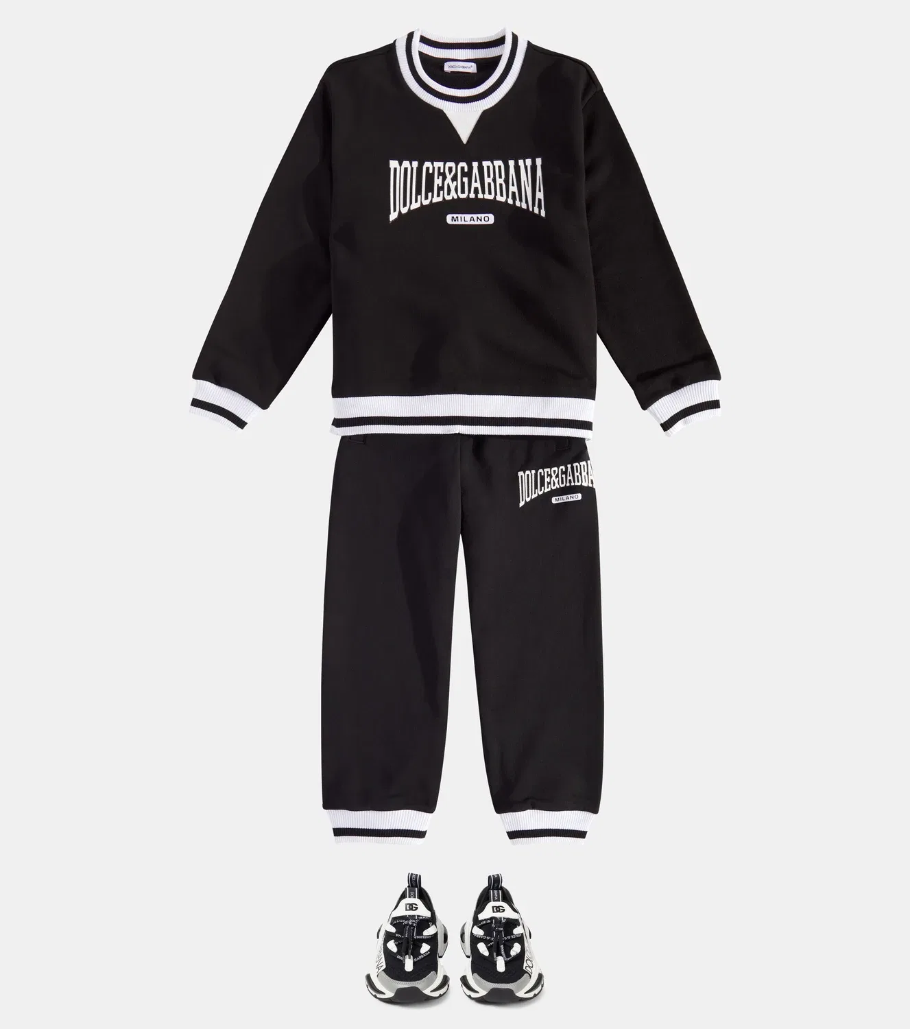 Свитшот хлопковый с логотипом Dolce&Gabbana Kids, черный — фото 2
