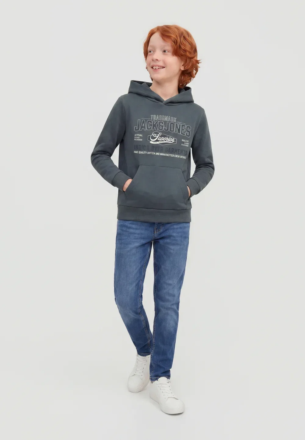 Толстовка Jjelogo sweat hood 2 col aw26 sn jnr - hoodie Jack & Jones Junior, Turbulence