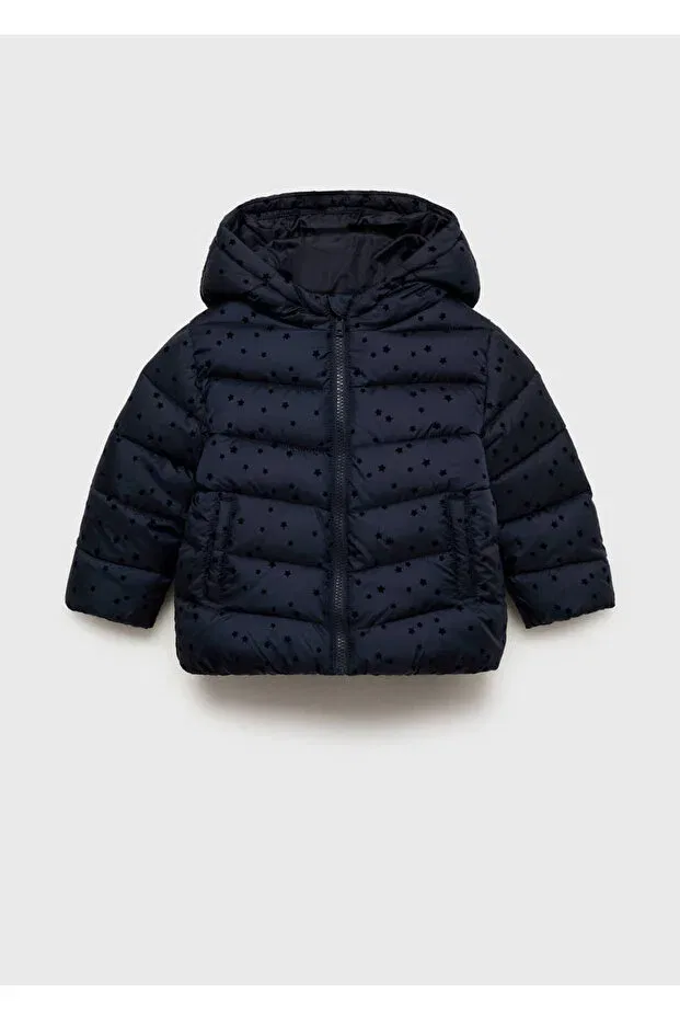 Детское пальто для девочек стеганое Starry Quilted Anorak Mango Baby, Navy Blue — фото 3