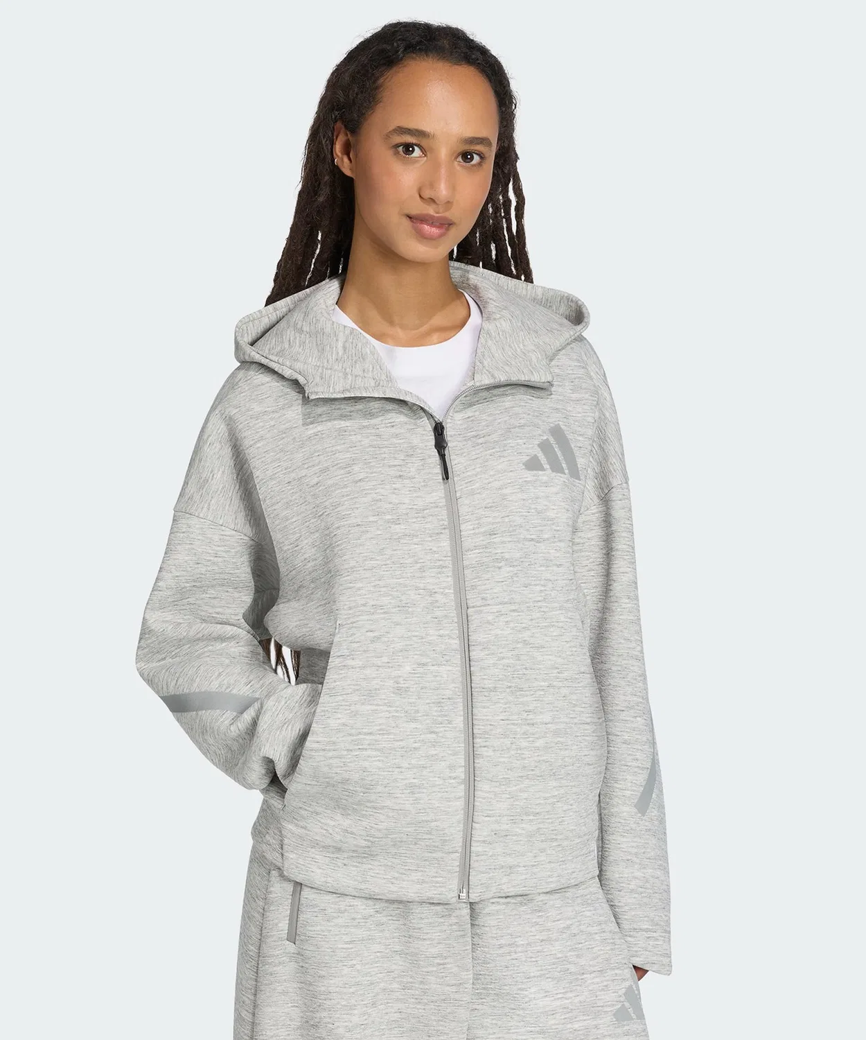 Женский худи с длинным рукавомZ.N.E. Premium Full Zip Adidas, Grey — фото 3
