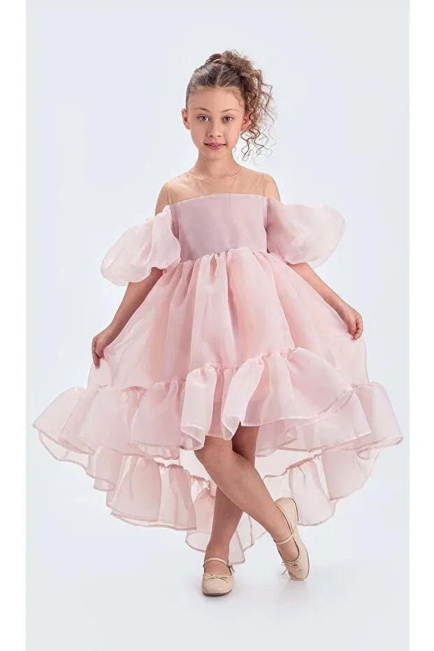 Детское платье для девочек с принтом Arisvi girl's evening dress m00738 Mnk Baby&Kids, Powder