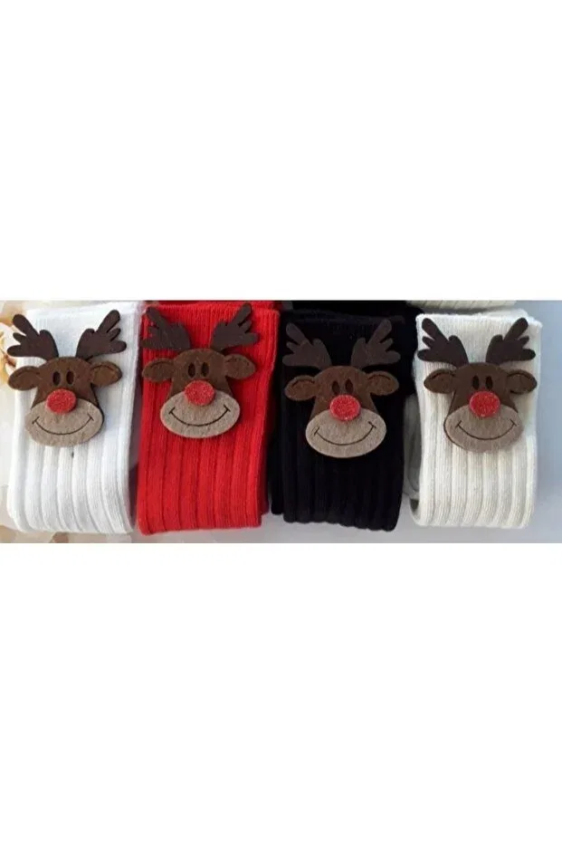Детские носки для новорожденных с имитацией меха 4 шт Özkardeşler Baby, White Red Black Ecru
