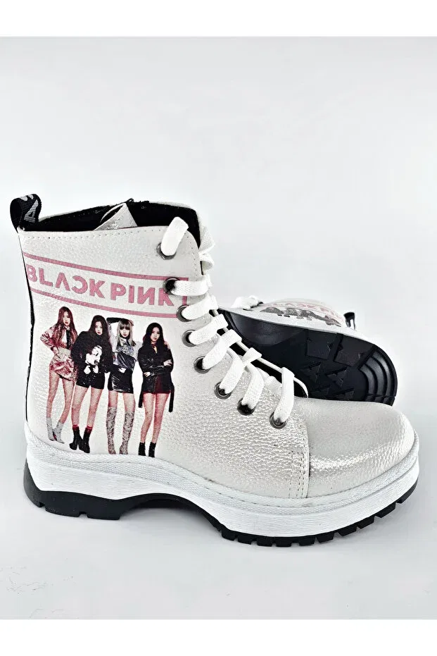 Детские ботинки для девочек с принтом Blackpink printed Bdkbutik, White