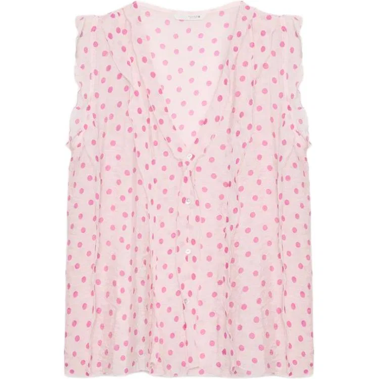 Женская рубашка с V-образным вырезом ZARA, Pink