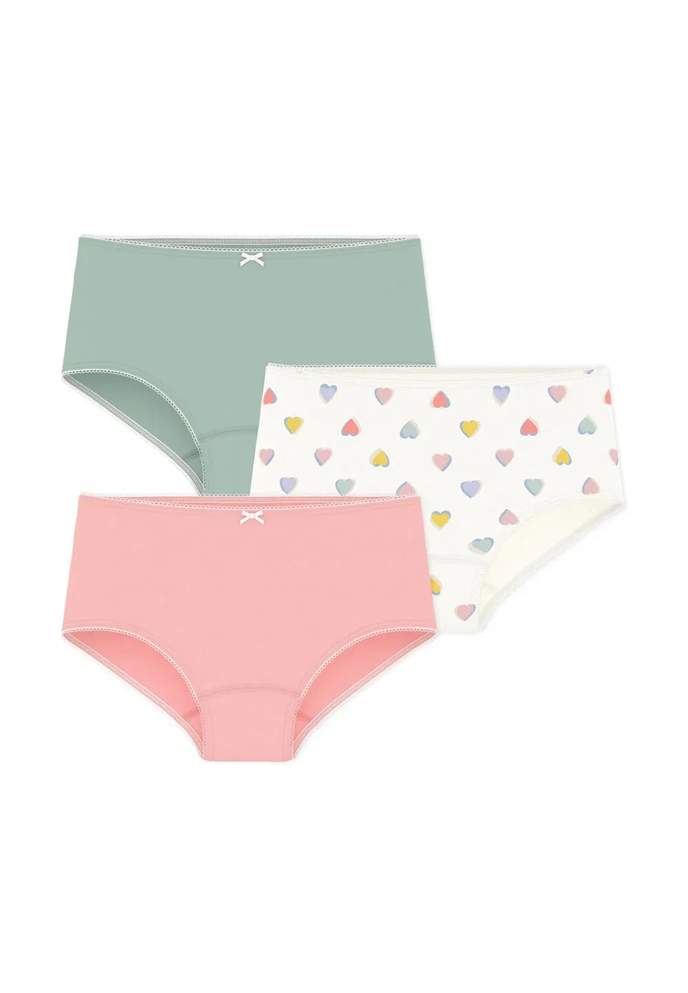 Комплект из 3 трусов Petit Bateau, White Pink Green