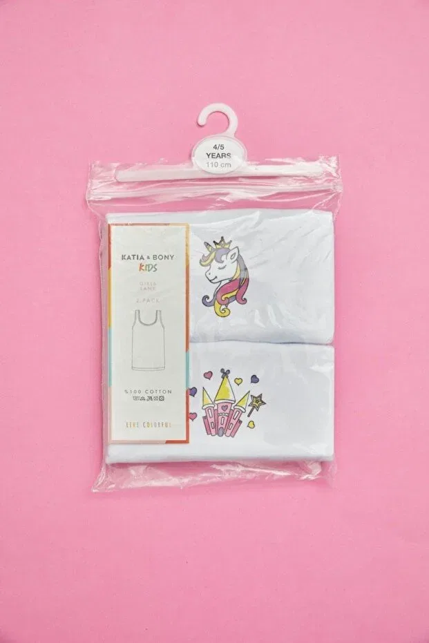 Детское для девочек лонгслив с длинным рукавом комплект 2 шт Pack of 2 unicorn girl's undershirt Katia&Bony, White/White — фото 2