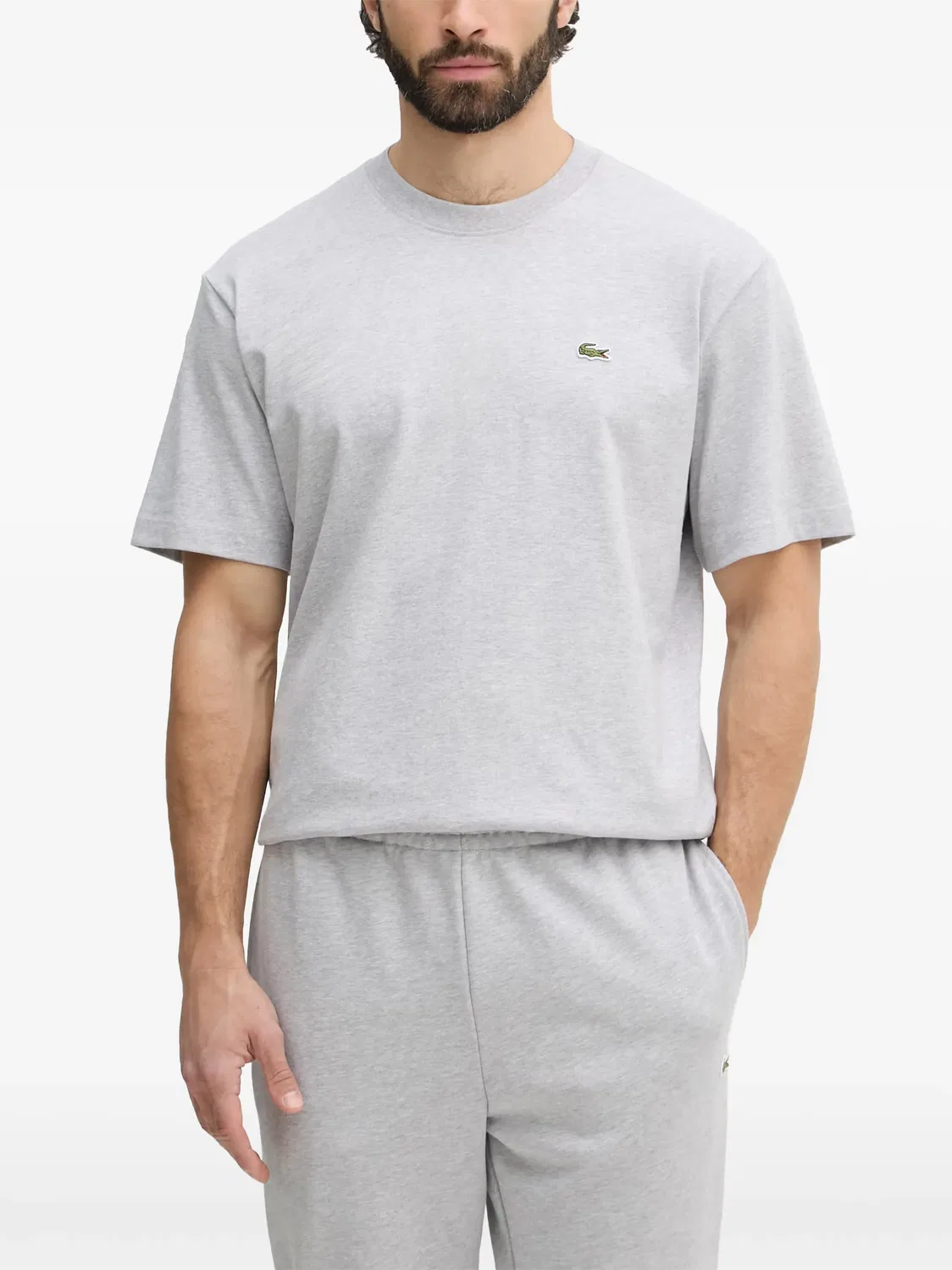 Футболка с нашивкой-логотипом, серая Lacoste, серый