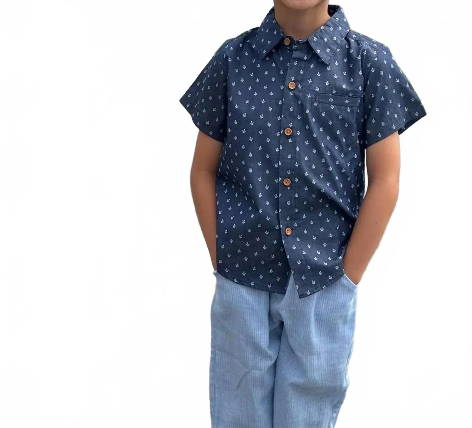 Детская рубашка с принтом Maui Shirt In Chambray Anchor ME & HENRY — фото 3