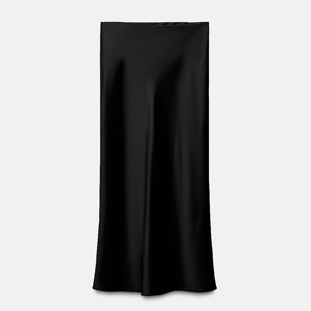 

Юбка Zara Satin Midi, черный