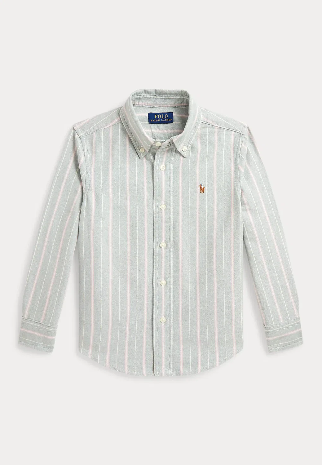 Полосатая хлопковая рубашка-оксфорд, размер 2-6 лет Polo Ralph Lauren, Forest Lavender Multi — фото 3