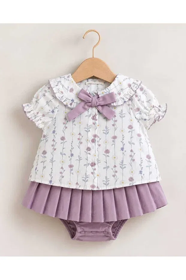 Детский комплект для девочек с цветочным принтом Kidsense, Lilac — фото 3
