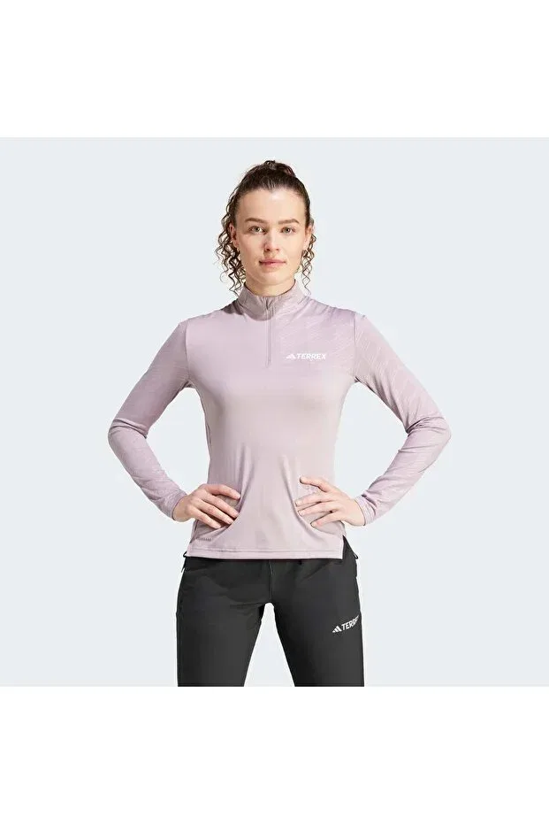 Женская водонепроницаемая толстовка с принтом Terrex multi half-zip long sleeve t-shirt Adidas, Preloved Fig