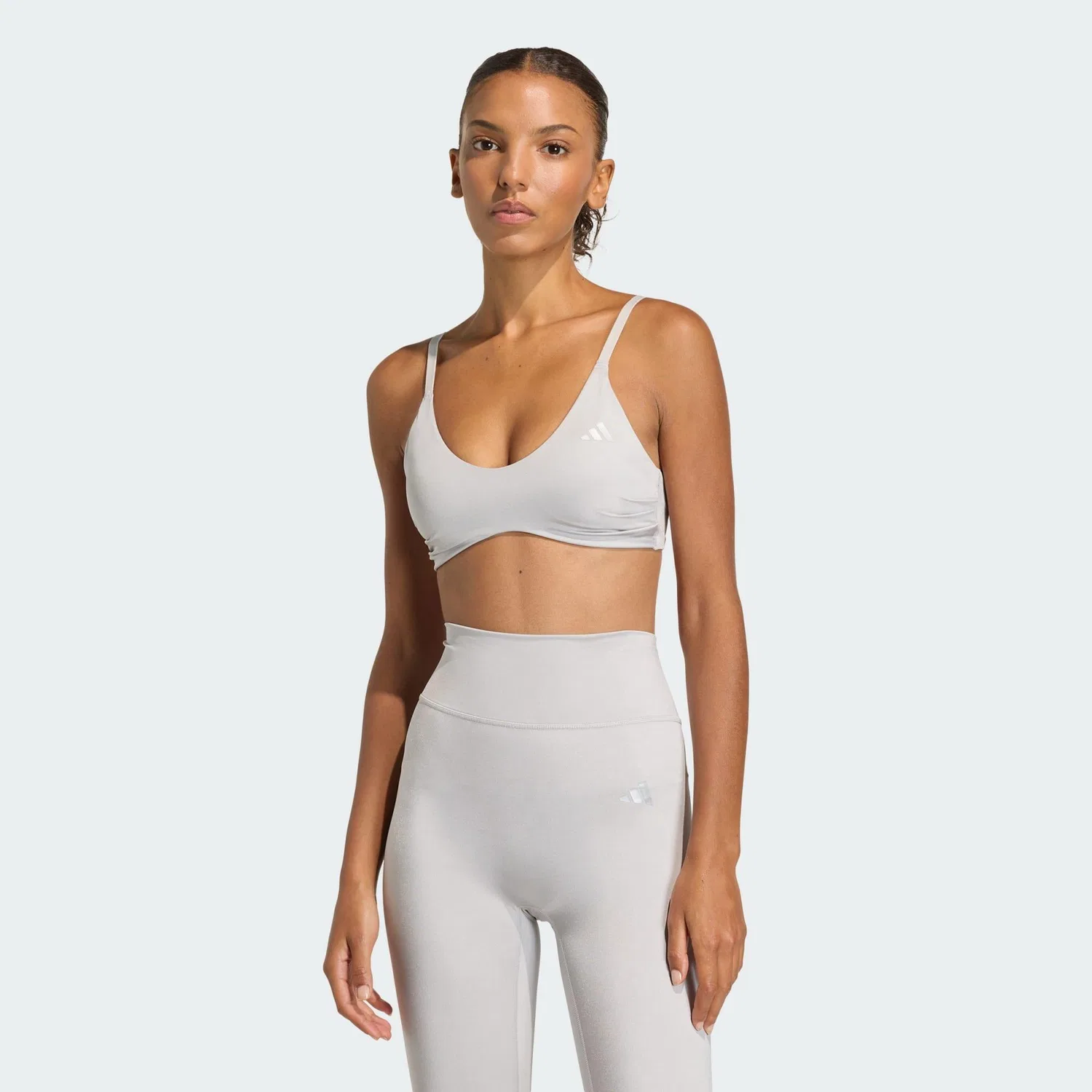Женский спортивный бюстгальтер с легкой поддержкой Optime Essentials Workout Shine, Adidas, Flussgrau